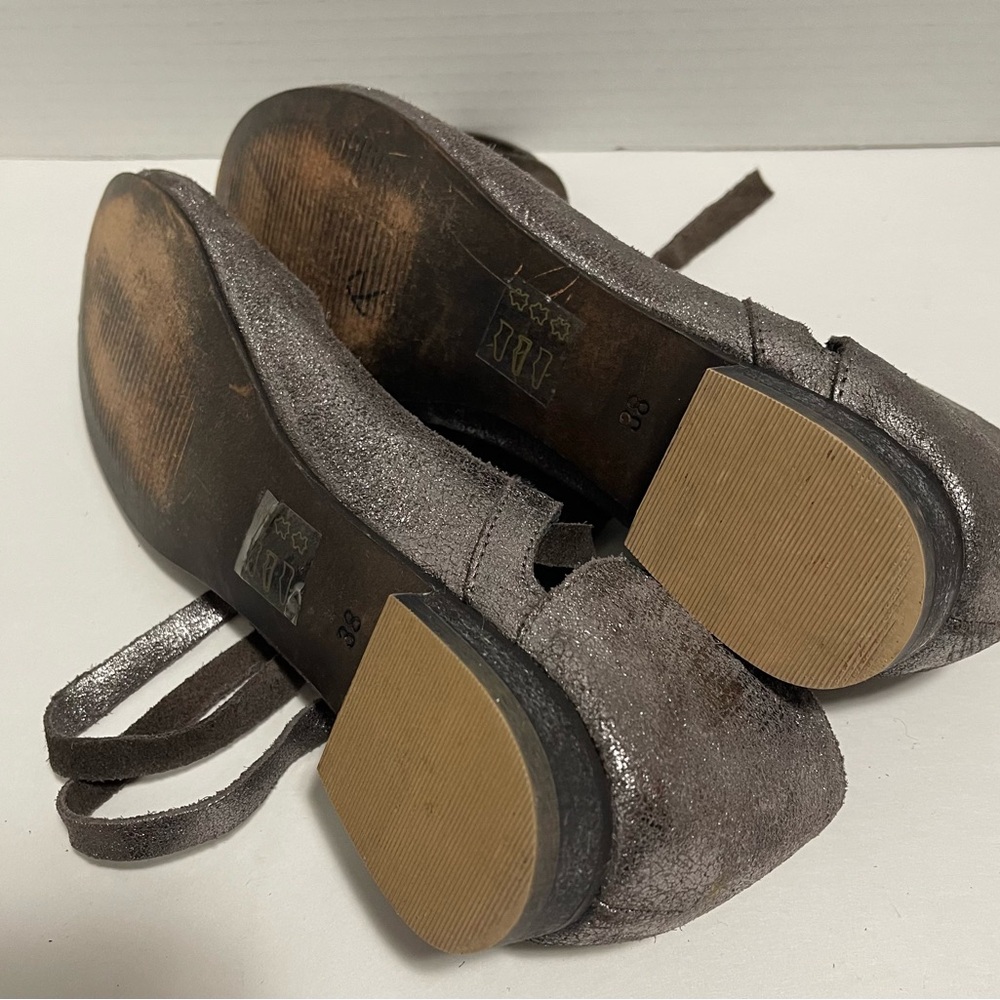 Free People Atlas Lace up Metallic Leather MaryJanes Women's Ballet Flats size 7 - Picture 6 of 8